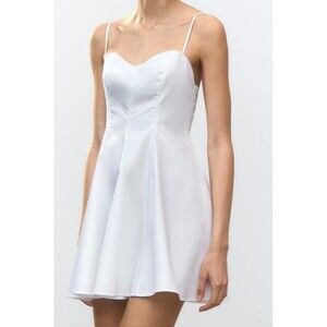 Zara‎ White Short Sweetheart Neck Mini Dress XL Adjustable Spaghetti Straps Lace